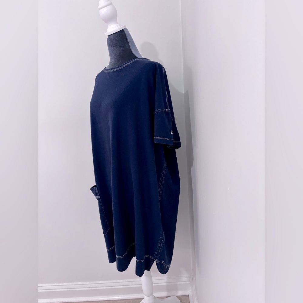 Everlane Oversized Mariner Dress In True Navy/White Size L - Picture 6 of 16